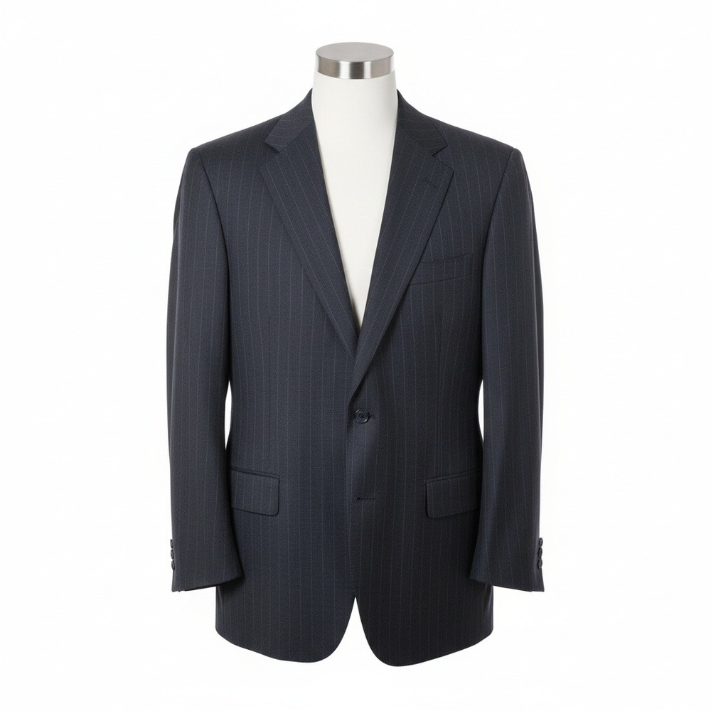 Polo University Club by Ralph Lauren Mens 46L Pinstripe Wool Navy Blazer Jacket